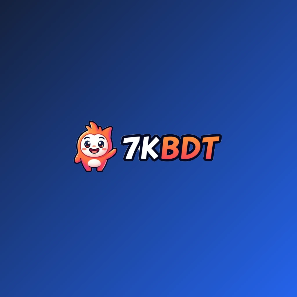7KBDT mascot-style logo featuring a friendly character icon with bold, colorful lettering in a gaming brand style on a transparent background, designed as a wide horizontal rectangular wordmark logo for a website header